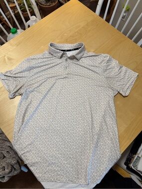 FLX Men's Gray Patterned Polo Shirt - Performance Short Sleeve
